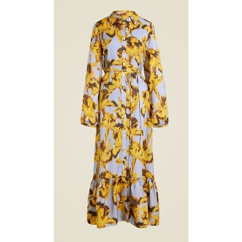 NWT J.Crew Amelia Long Sleeve Shirt Maxi Dress Women’s Size S No Belt